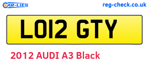 LO12GTY are the vehicle registration plates.
