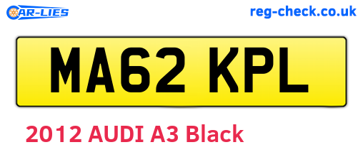 MA62KPL are the vehicle registration plates.