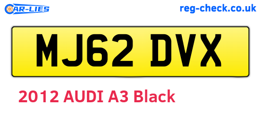 MJ62DVX are the vehicle registration plates.