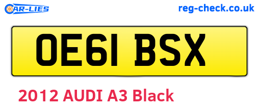OE61BSX are the vehicle registration plates.