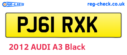 PJ61RXK are the vehicle registration plates.