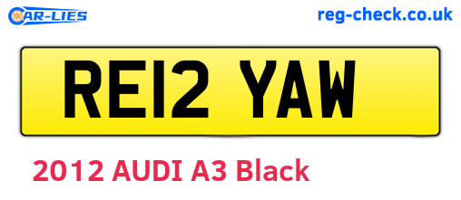 RE12YAW are the vehicle registration plates.