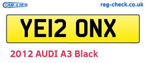 YE12ONX are the vehicle registration plates.