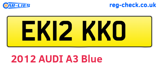 EK12KKO are the vehicle registration plates.