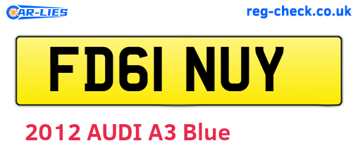 FD61NUY are the vehicle registration plates.