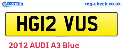 HG12VUS are the vehicle registration plates.