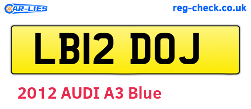 LB12DOJ are the vehicle registration plates.