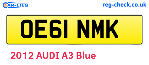OE61NMK are the vehicle registration plates.