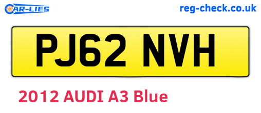PJ62NVH are the vehicle registration plates.