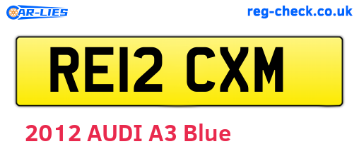 RE12CXM are the vehicle registration plates.