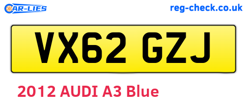 VX62GZJ are the vehicle registration plates.