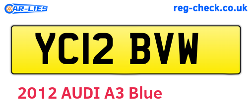 YC12BVW are the vehicle registration plates.