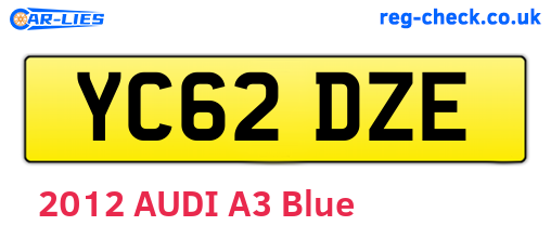 YC62DZE are the vehicle registration plates.