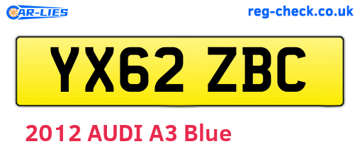 YX62ZBC are the vehicle registration plates.