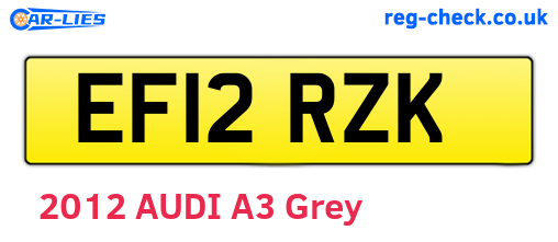 EF12RZK are the vehicle registration plates.