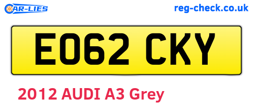 EO62CKY are the vehicle registration plates.