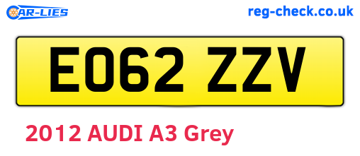 EO62ZZV are the vehicle registration plates.