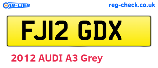 FJ12GDX are the vehicle registration plates.