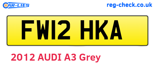 FW12HKA are the vehicle registration plates.
