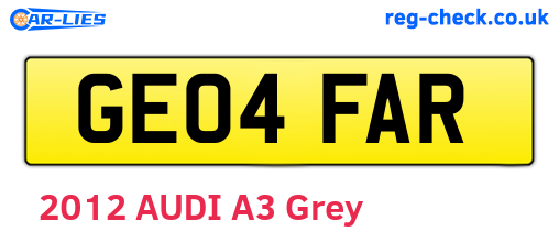 GE04FAR are the vehicle registration plates.