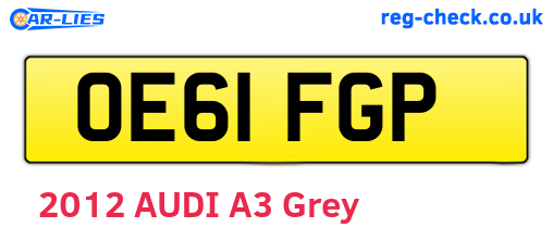 OE61FGP are the vehicle registration plates.