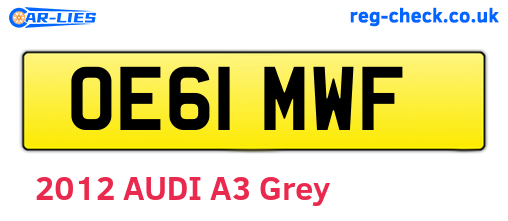 OE61MWF are the vehicle registration plates.