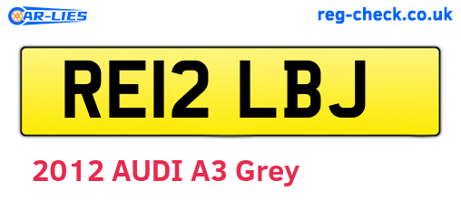 RE12LBJ are the vehicle registration plates.