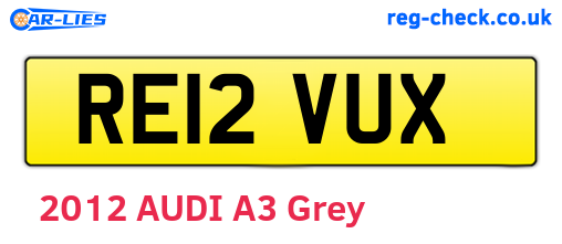 RE12VUX are the vehicle registration plates.