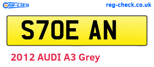 S70EAN are the vehicle registration plates.