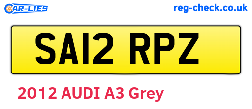 SA12RPZ are the vehicle registration plates.