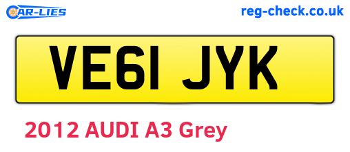VE61JYK are the vehicle registration plates.