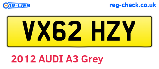 VX62HZY are the vehicle registration plates.