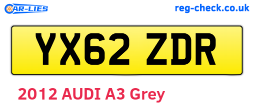 YX62ZDR are the vehicle registration plates.