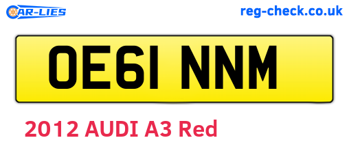OE61NNM are the vehicle registration plates.