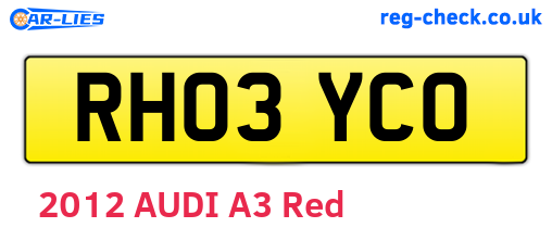 RH03YCO are the vehicle registration plates.