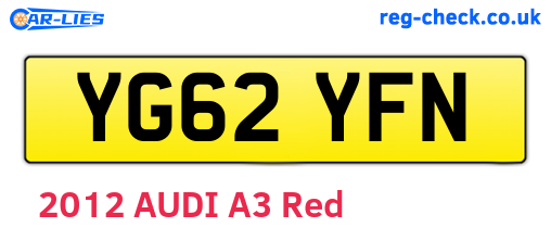 YG62YFN are the vehicle registration plates.