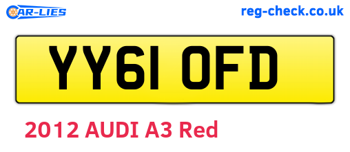 YY61OFD are the vehicle registration plates.