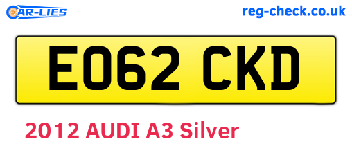 EO62CKD are the vehicle registration plates.