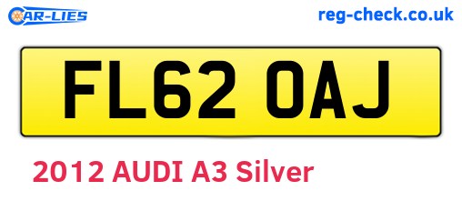 FL62OAJ are the vehicle registration plates.
