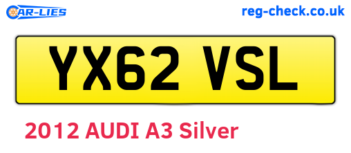 YX62VSL are the vehicle registration plates.