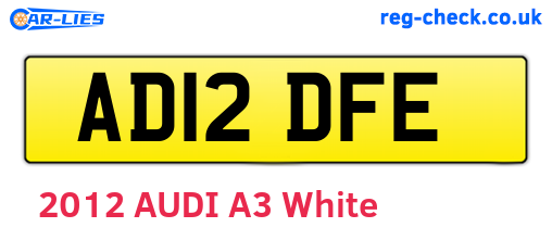 AD12DFE are the vehicle registration plates.