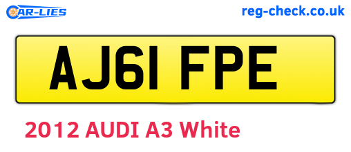 AJ61FPE are the vehicle registration plates.