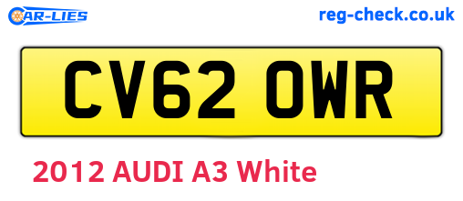 CV62OWR are the vehicle registration plates.