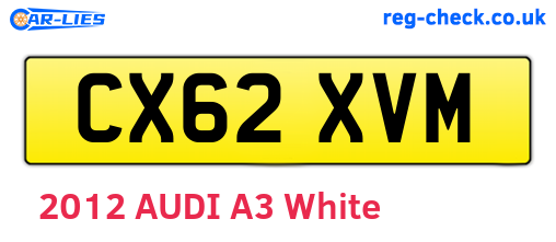 CX62XVM are the vehicle registration plates.