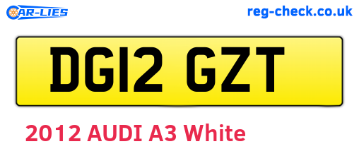 DG12GZT are the vehicle registration plates.