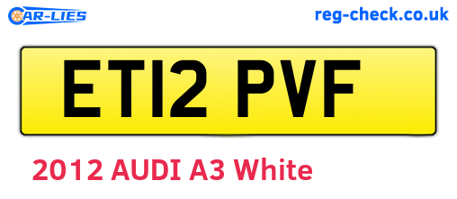 ET12PVF are the vehicle registration plates.