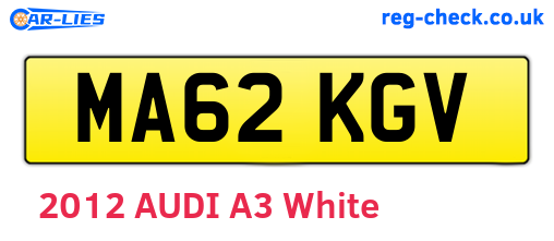 MA62KGV are the vehicle registration plates.