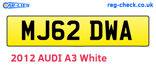 MJ62DWA are the vehicle registration plates.