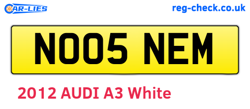 NO05NEM are the vehicle registration plates.