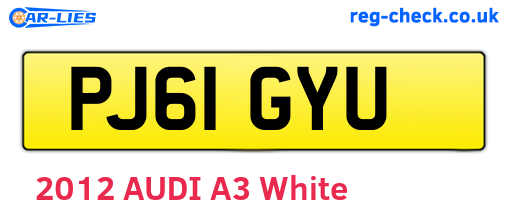 PJ61GYU are the vehicle registration plates.